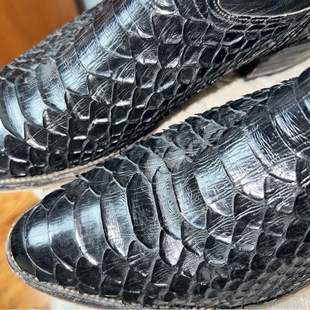 Nocona Black Python Cowboy Boots | Men's Size 8 | Exotic Leather Western Boots - Picture 8 of 17
